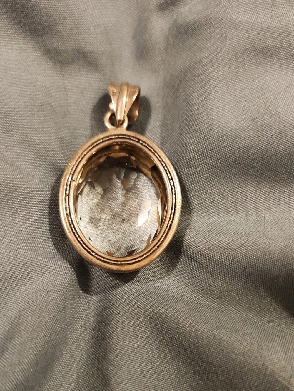 Sterling Silver And Clear Oval Crystal Pendant Necklace